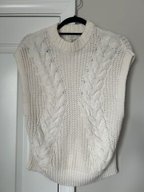 a new day Cream Cable Knit Sleeveless Crew Sweater Vest